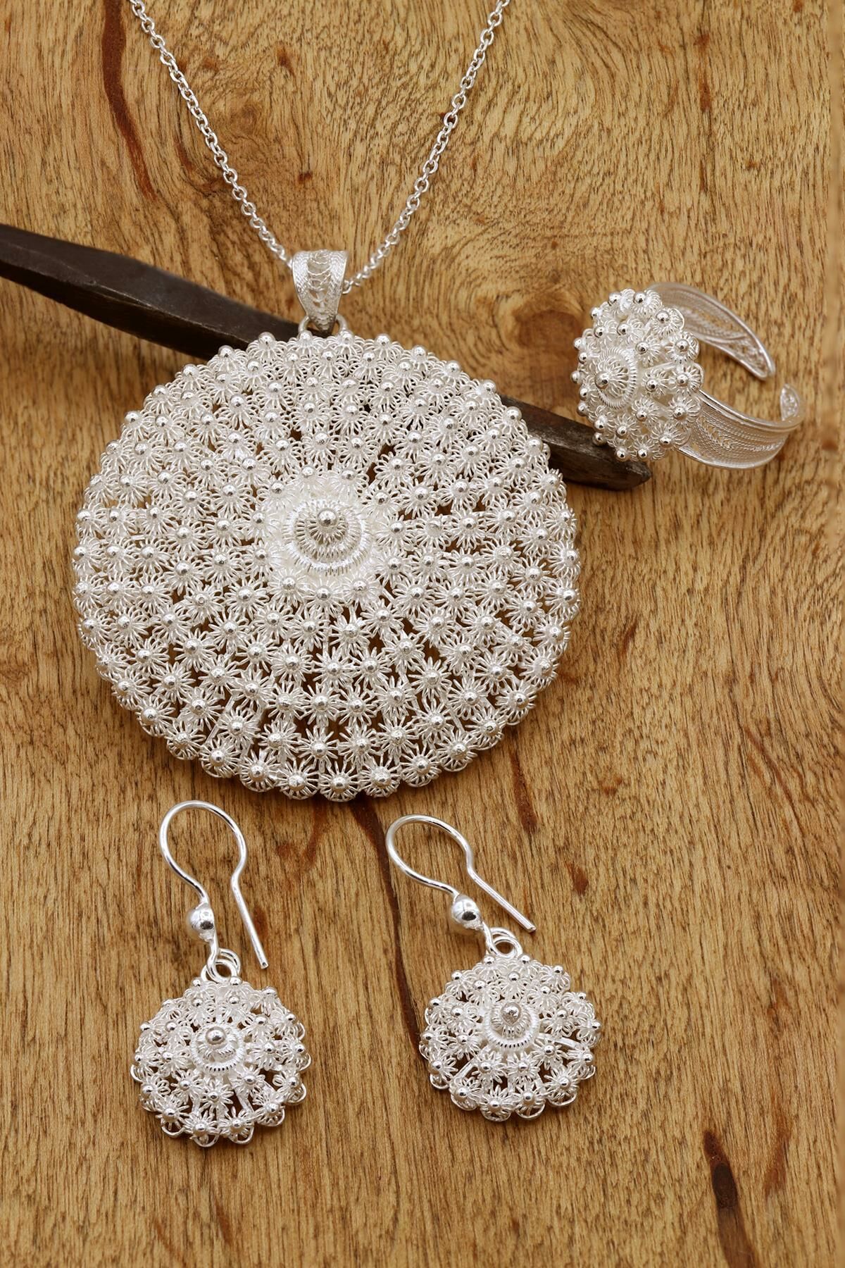 Bereket Modeli Telkari İşlemeli Gümüş Set 235